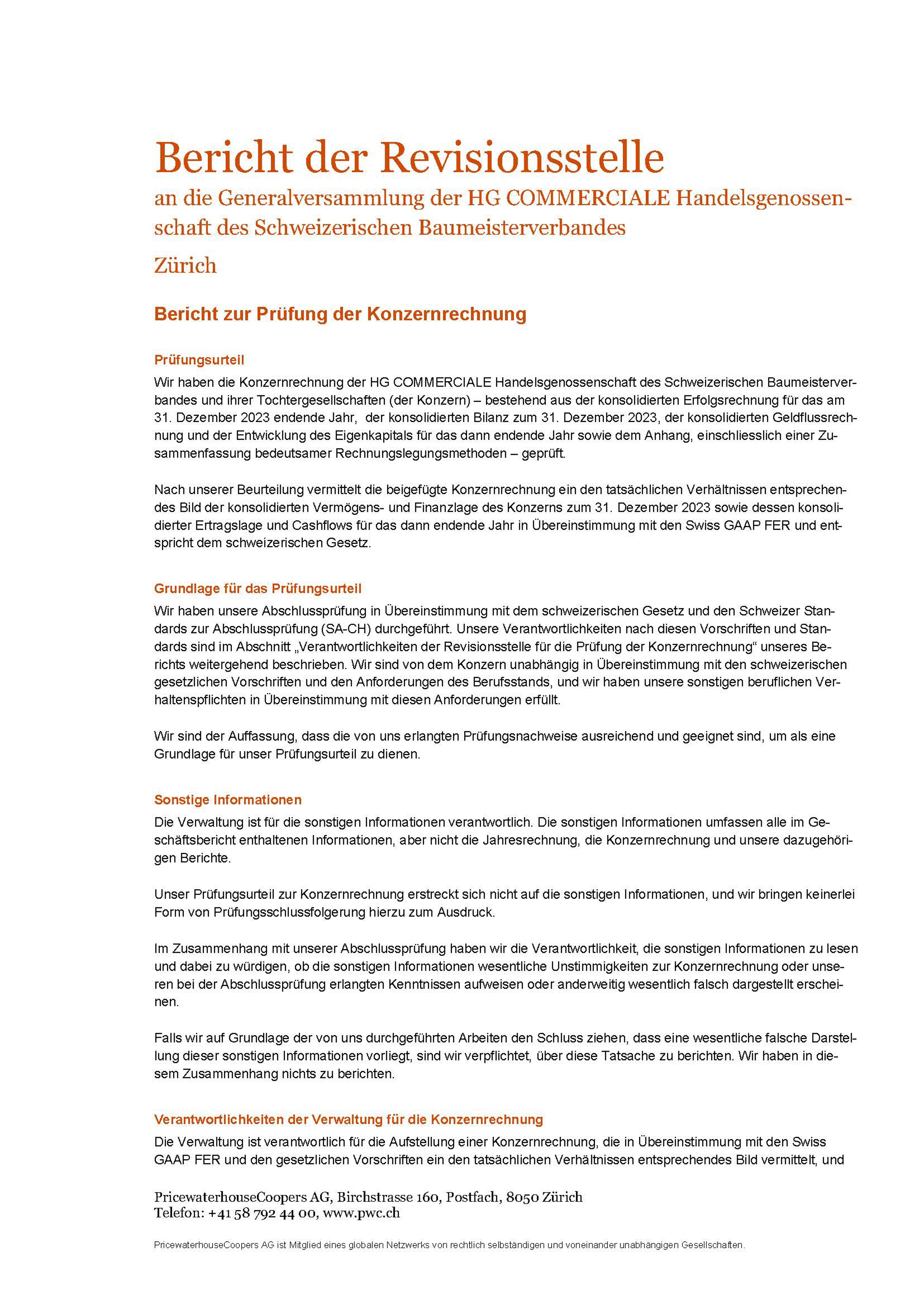 Revisionsbericht HG COMMERCIALE 31.12.2023 Gruppe Seite 2
